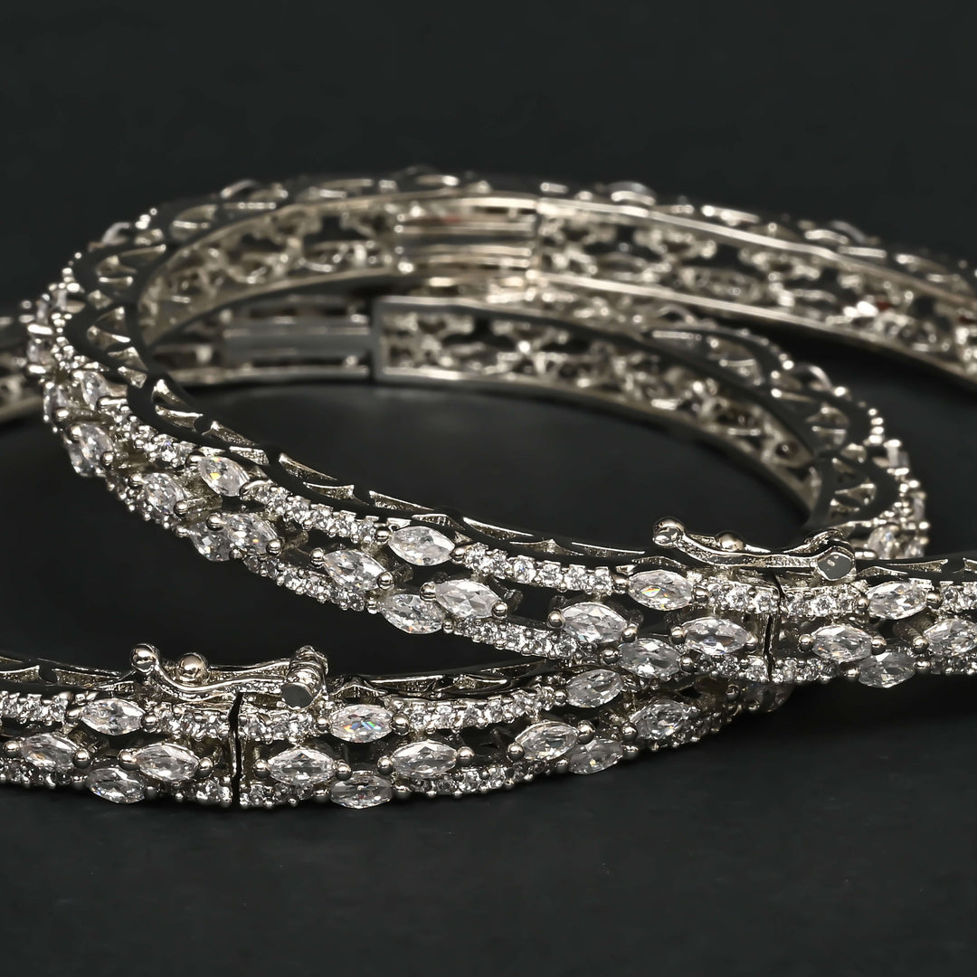 CZ White Gold Bangles