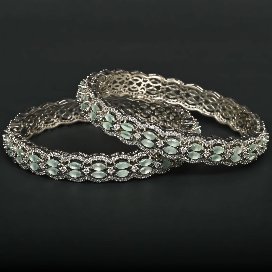 CZ White Gold Bangles