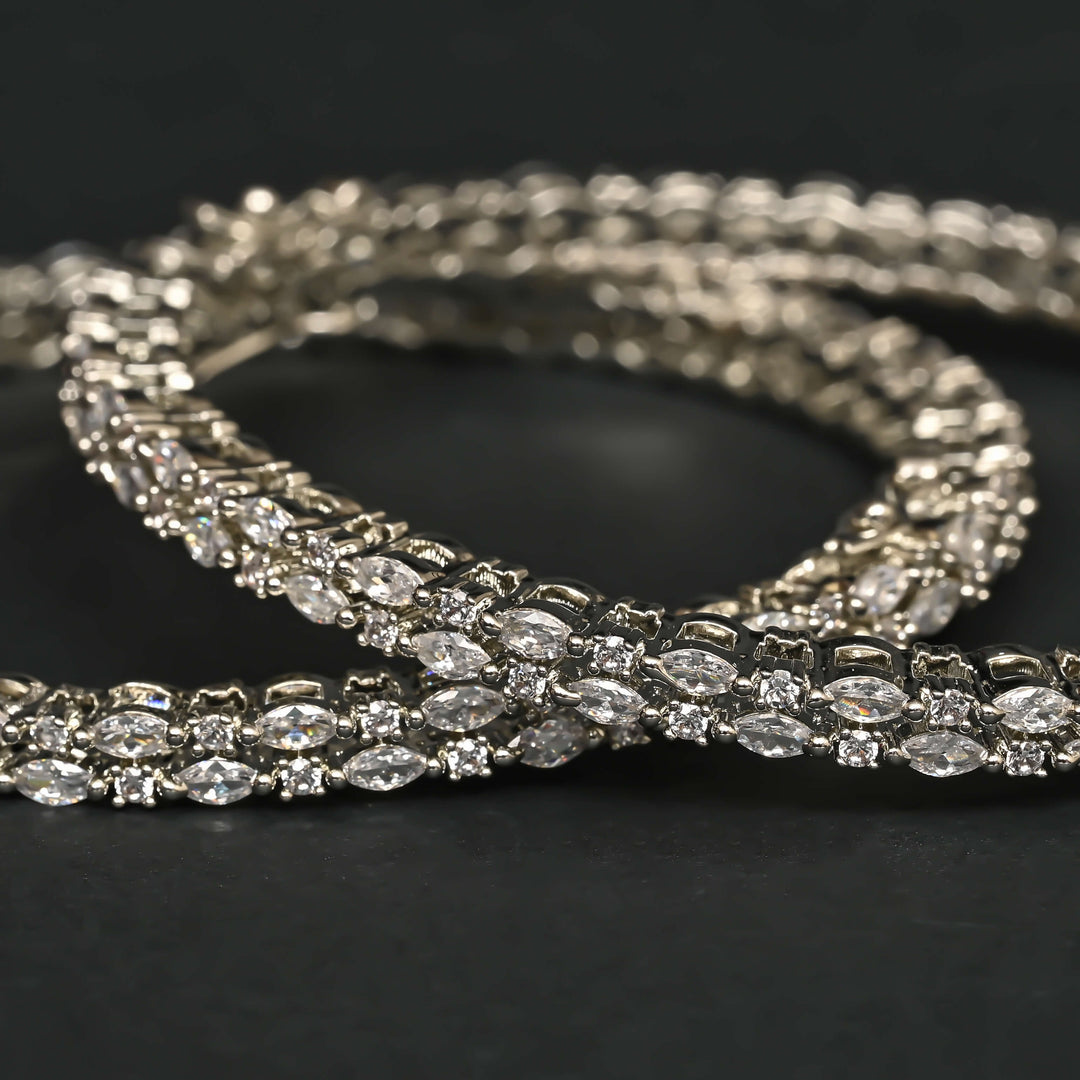 CZ White Gold Bangles