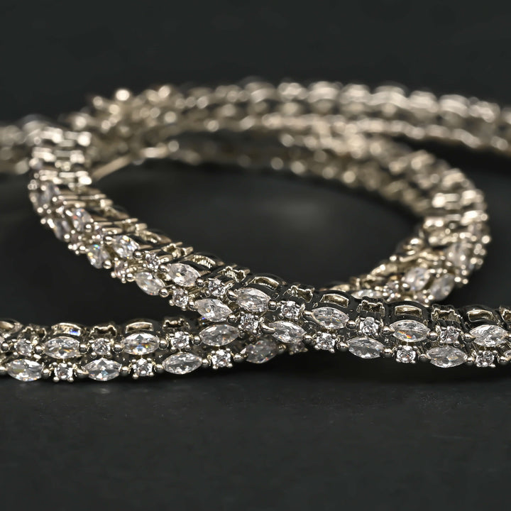 CZ White Gold Bangles