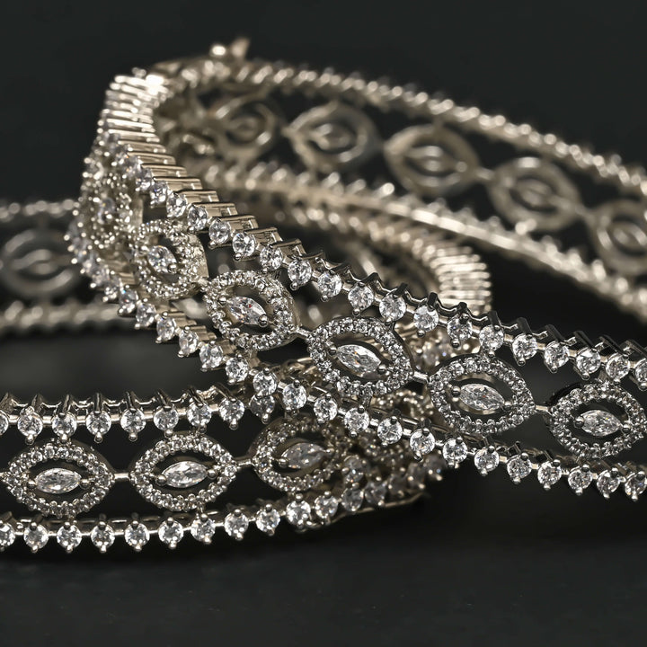 CZ White Gold Bangles