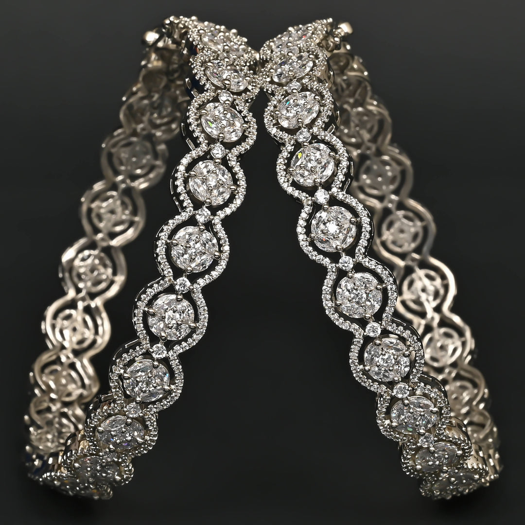 CZ White Gold Bangles
