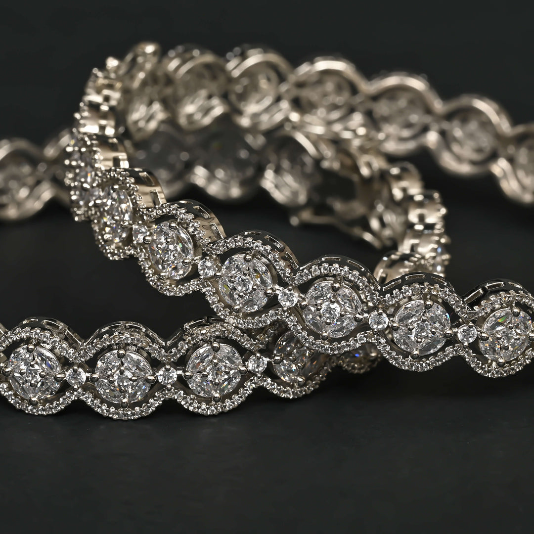 CZ White Gold Bangles