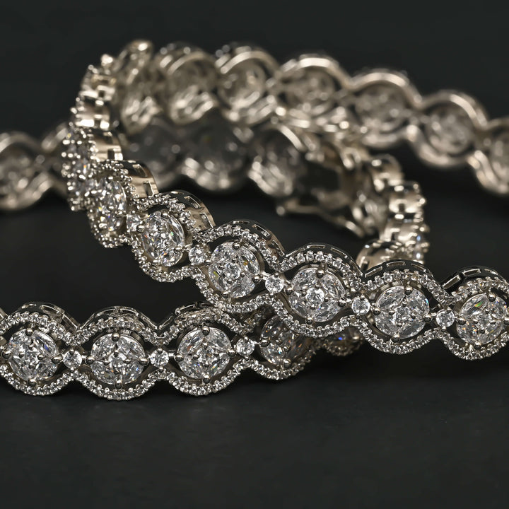 CZ White Gold Bangles