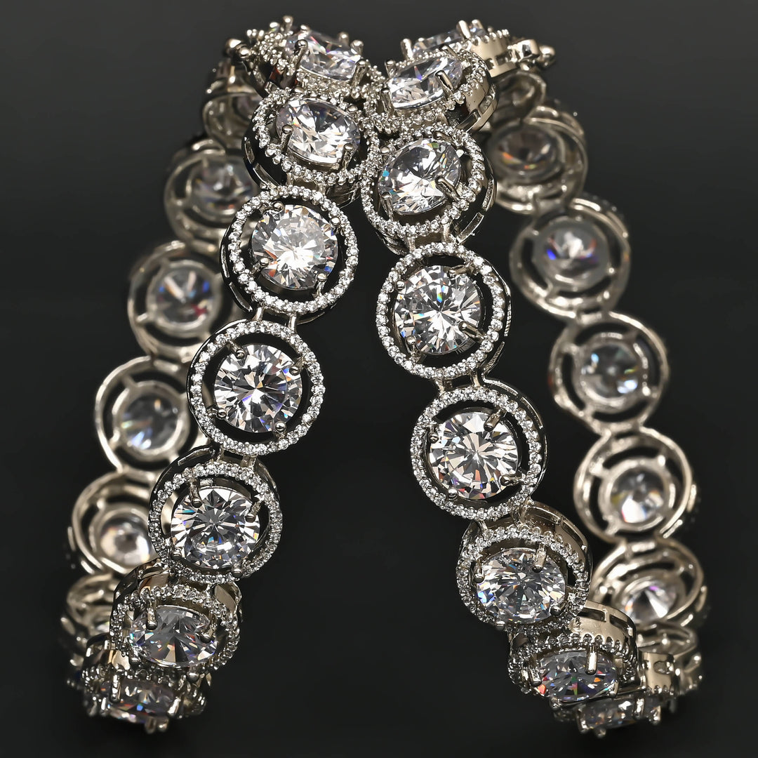 CZ White Gold Bangles