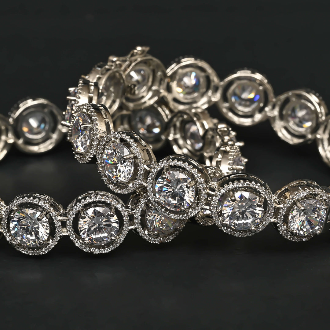 CZ White Gold Bangles