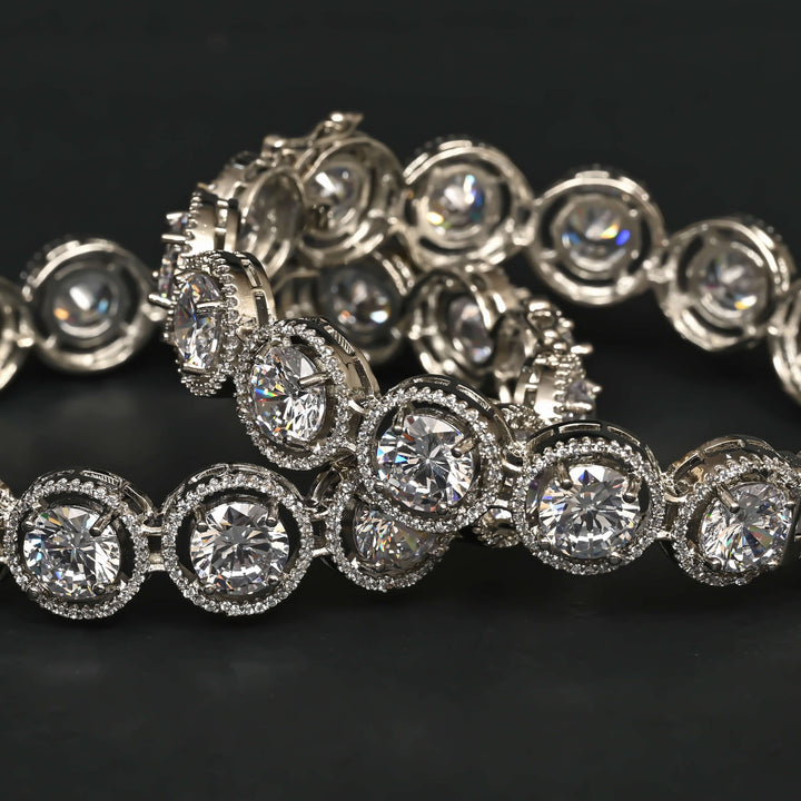 CZ White Gold Bangles