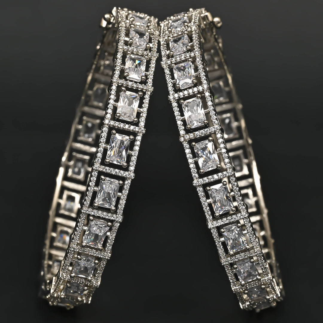 CZ White Gold Bangles