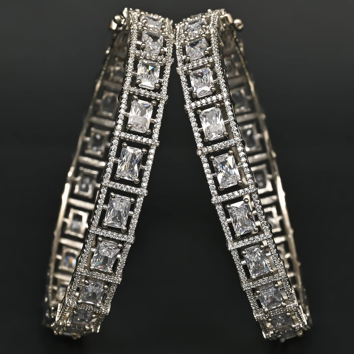 CZ White Gold Bangles