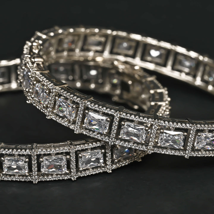 CZ White Gold Bangles