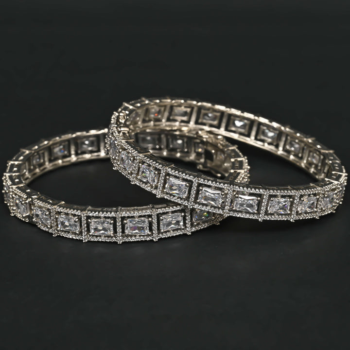 CZ White Gold Bangles