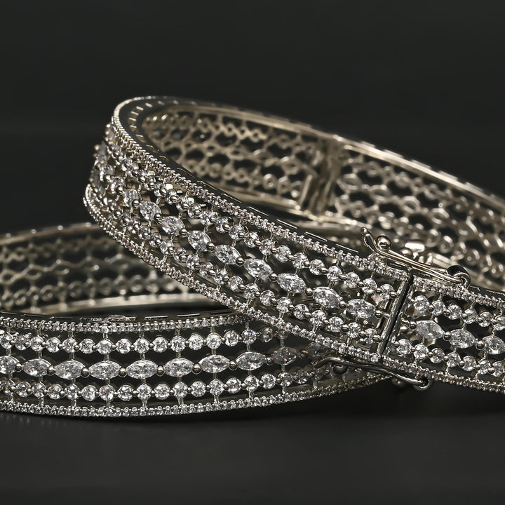 CZ White Gold Bangles