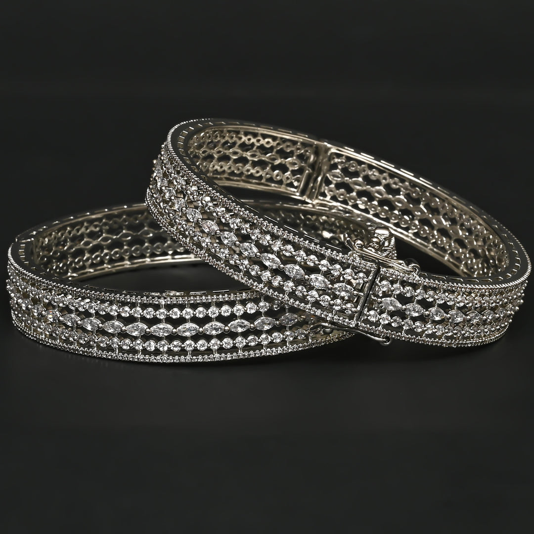 CZ White Gold Bangles