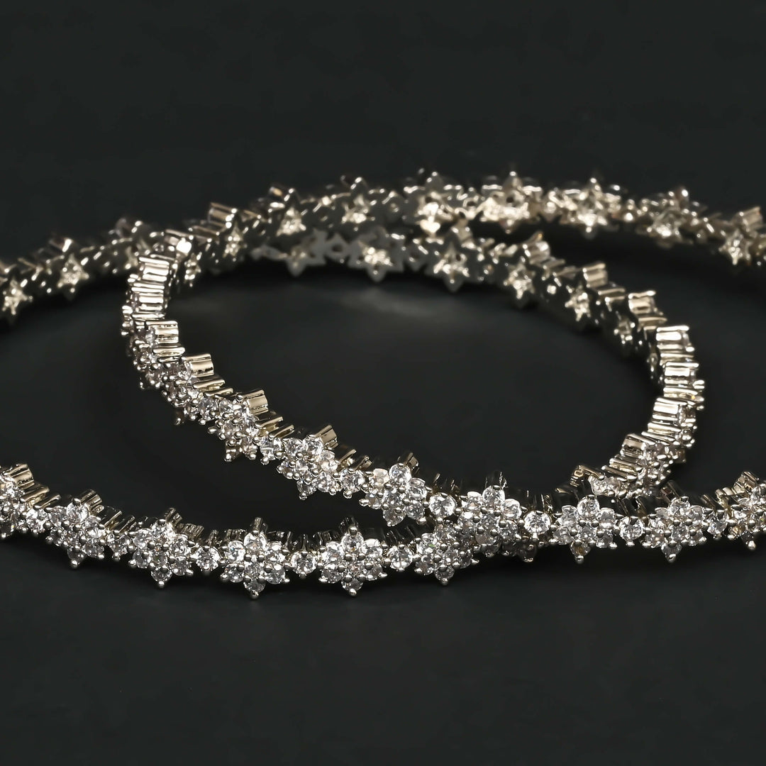 CZ White Gold Bangles