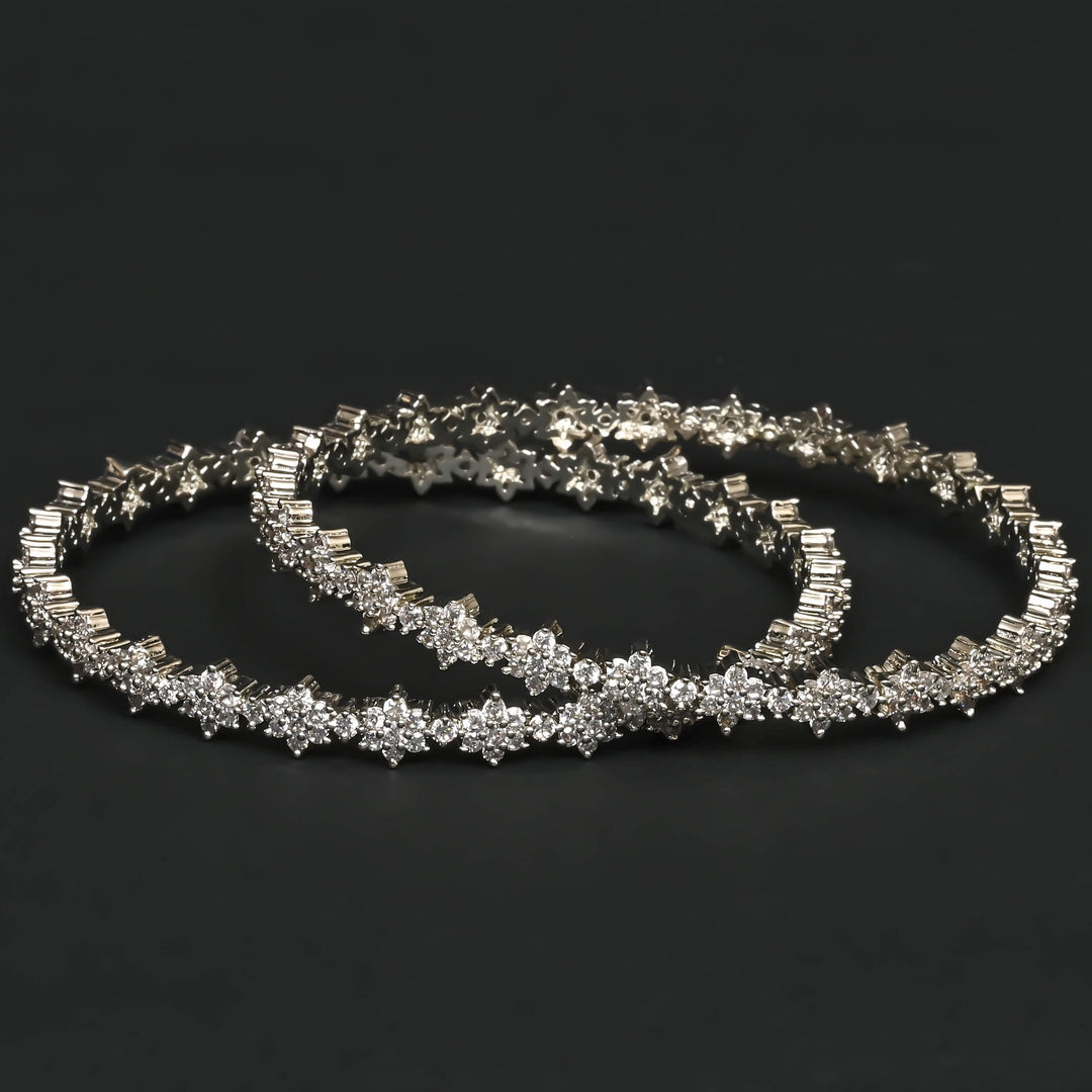 CZ White Gold Bangles