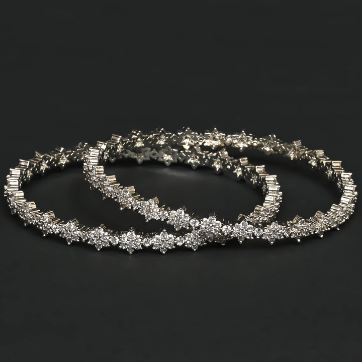CZ White Gold Bangles