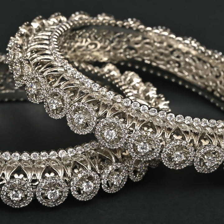 CZ White Gold Bangles