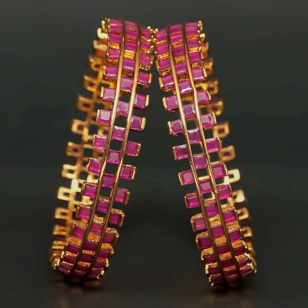 Gold Finish Ruby Bangles