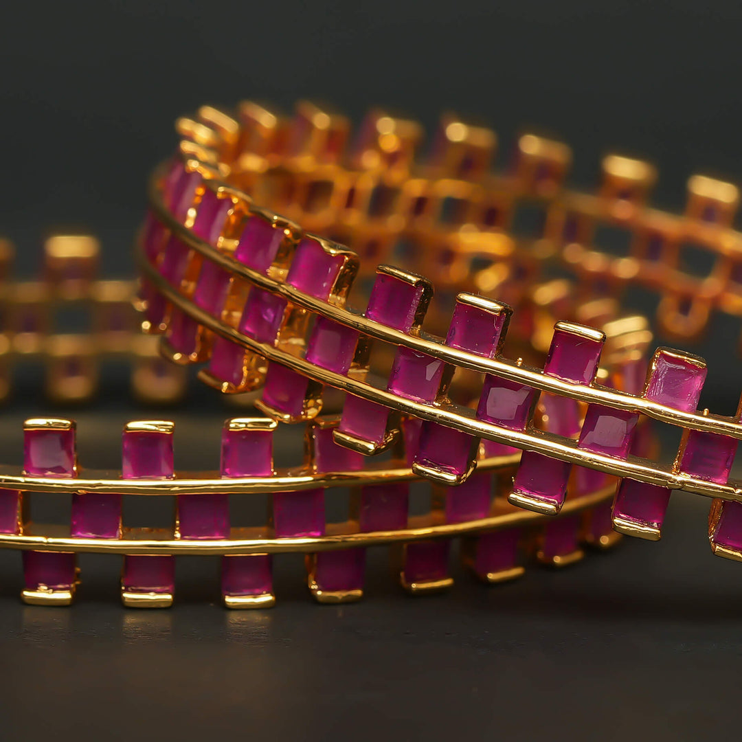 Gold Finish Ruby Bangles