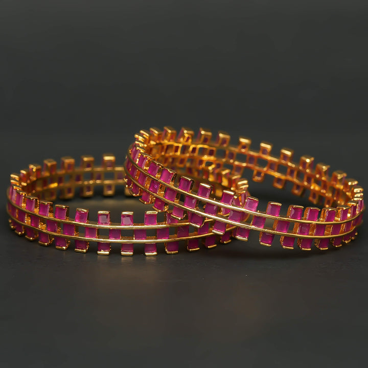 Gold Finish Ruby Bangles