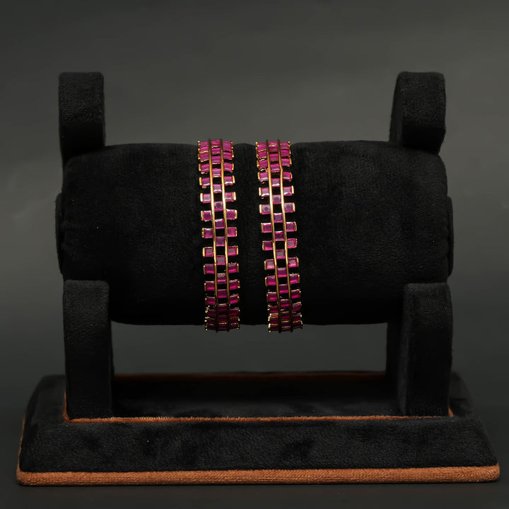 Gold Finish Ruby Bangles