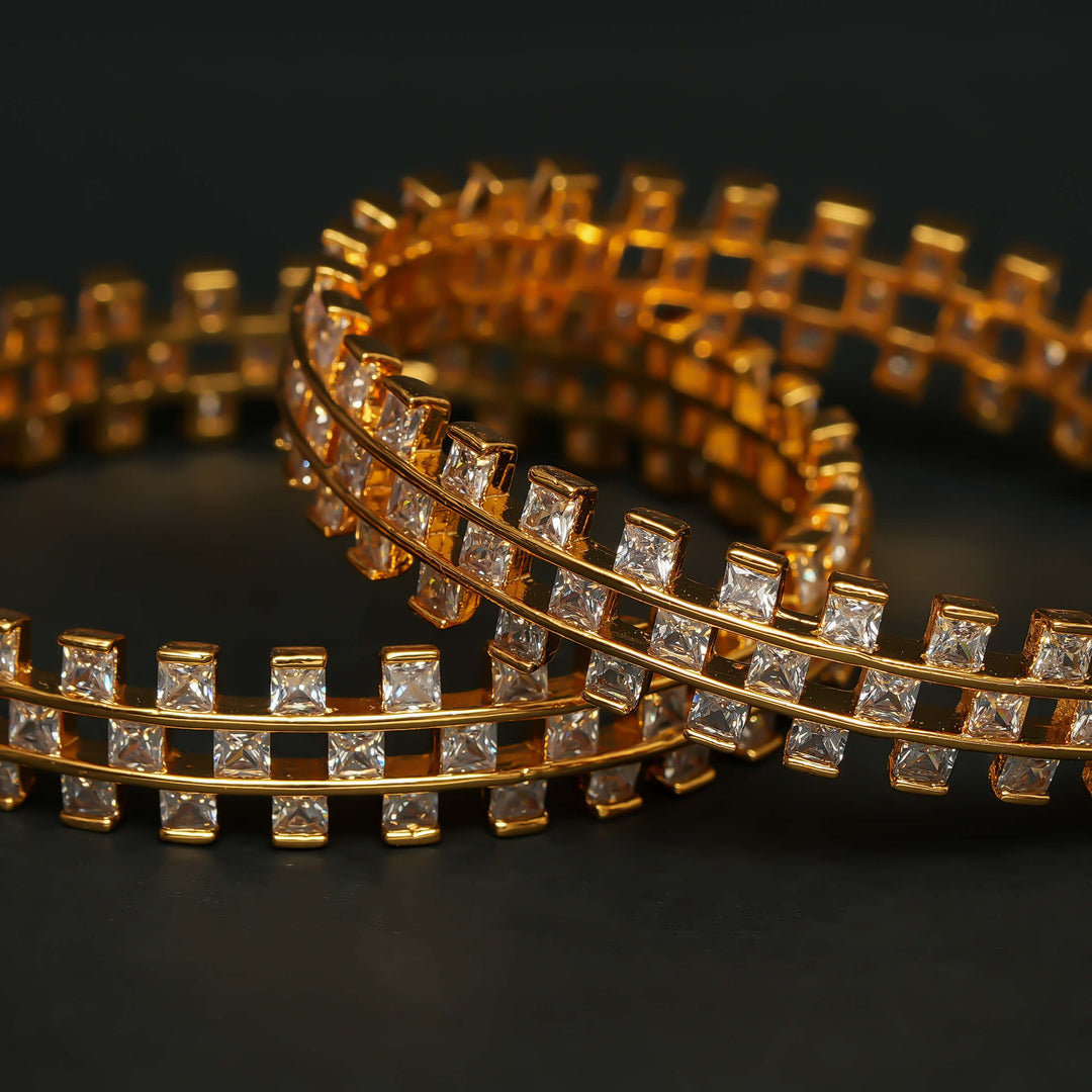 CZ Gold Finish Bangles