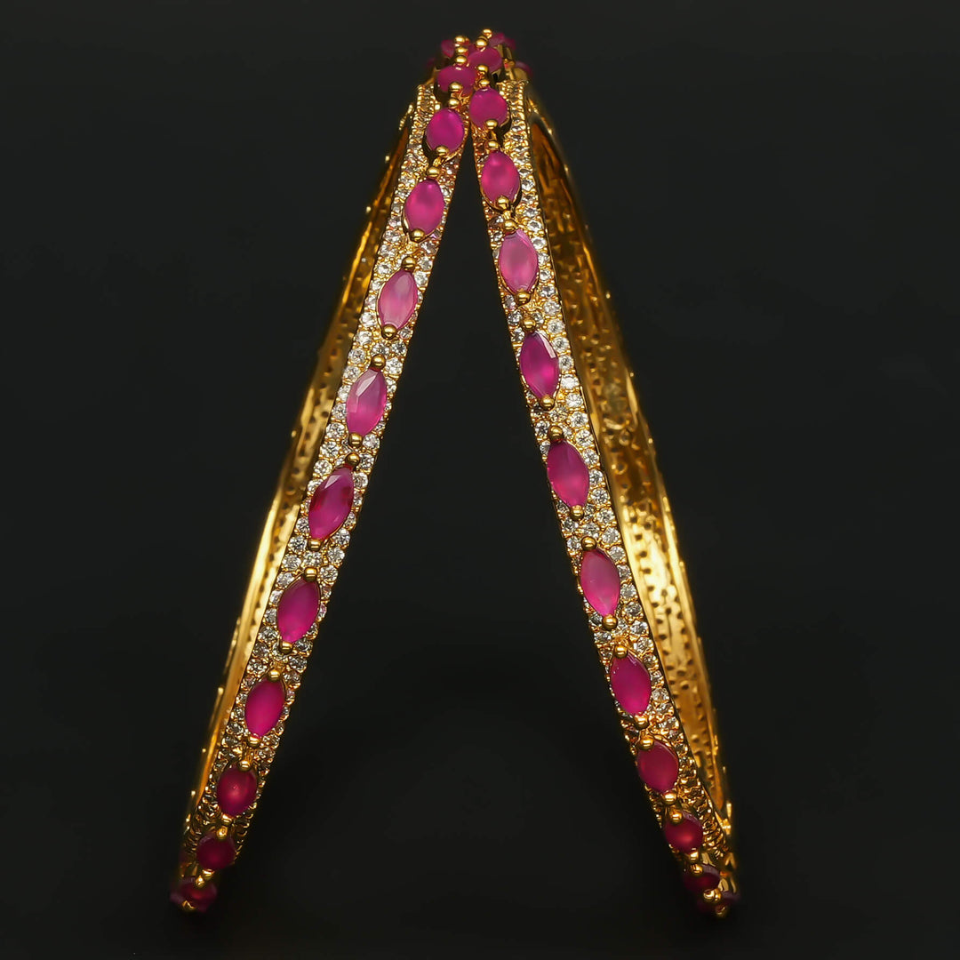 Ruby Gold Finish Bangles