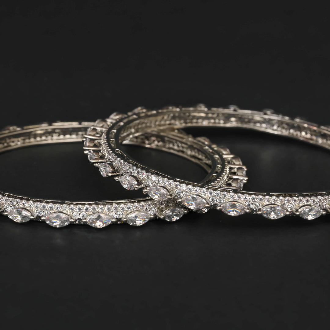 CZ White Gold Bangles