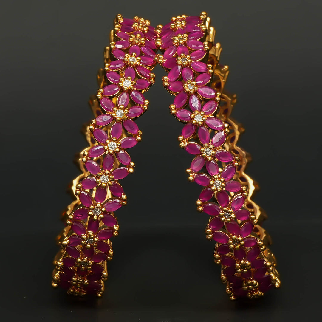 Ruby Gold Finish Bangles