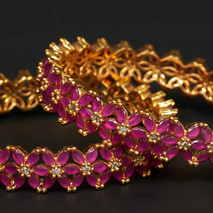 Ruby Gold Finish Bangles