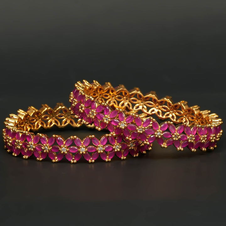 Ruby Gold Finish Bangles