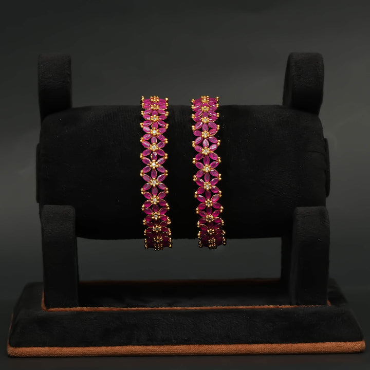 Ruby Gold Finish Bangles