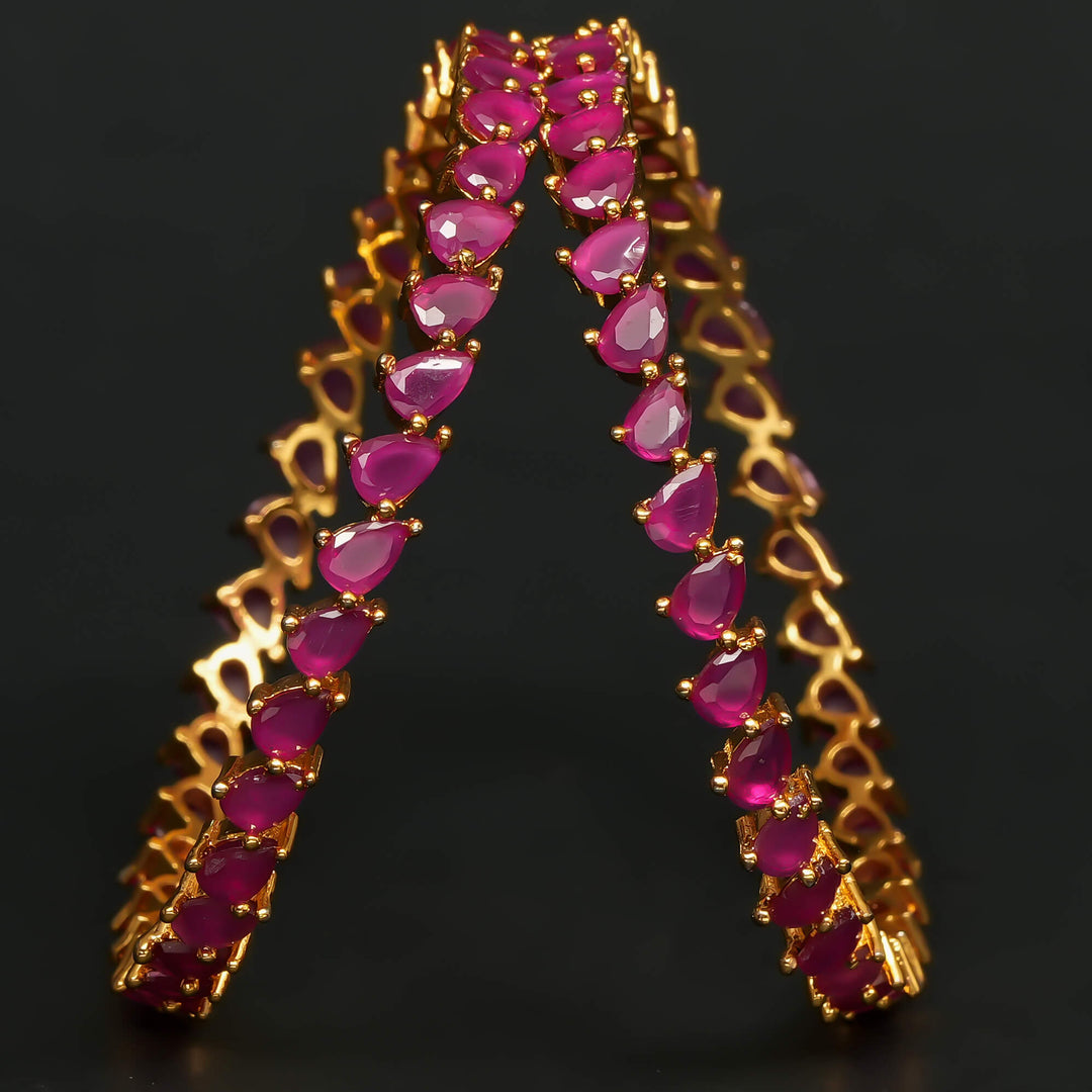 Gold Finish Ruby Bangles