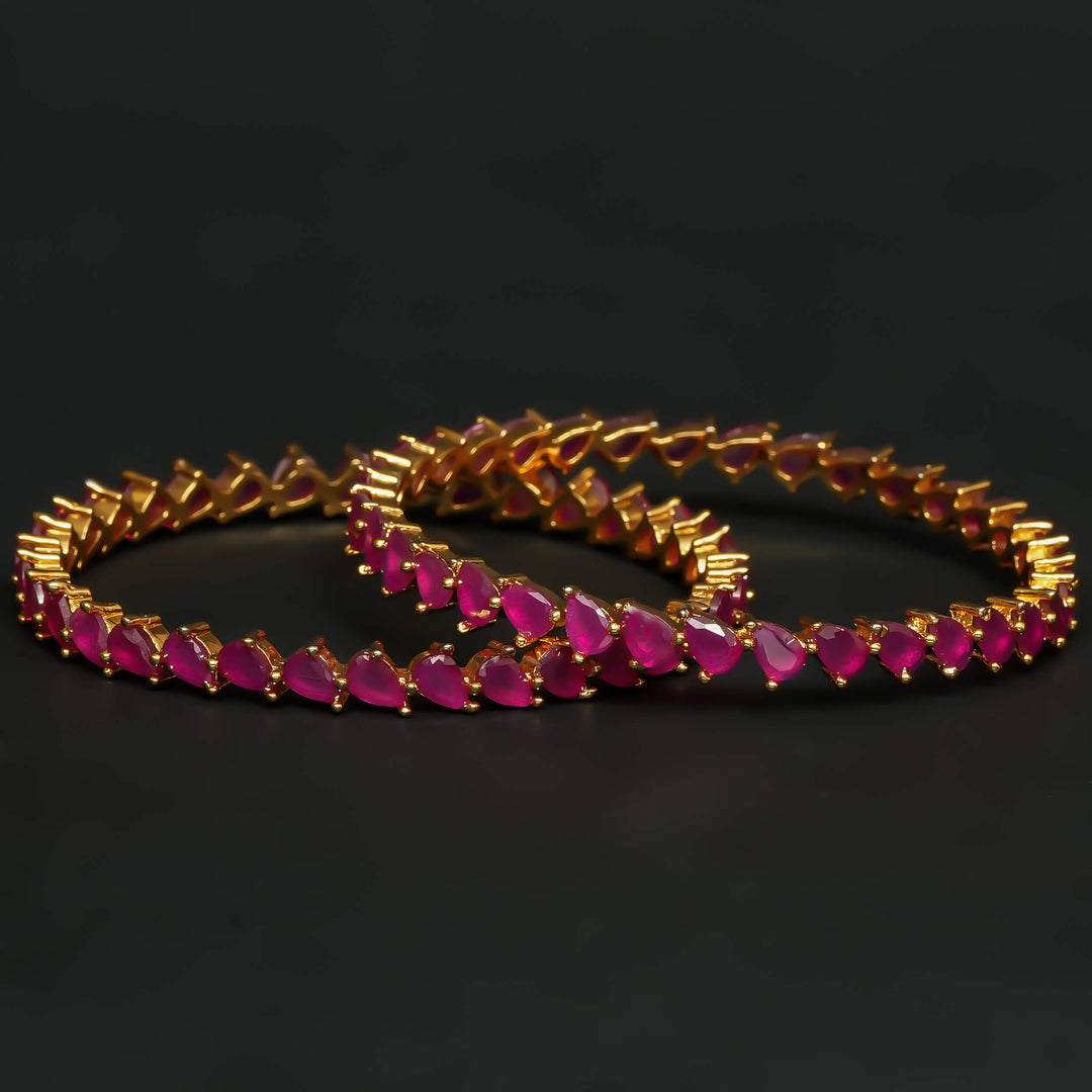 Gold Finish Ruby Bangles