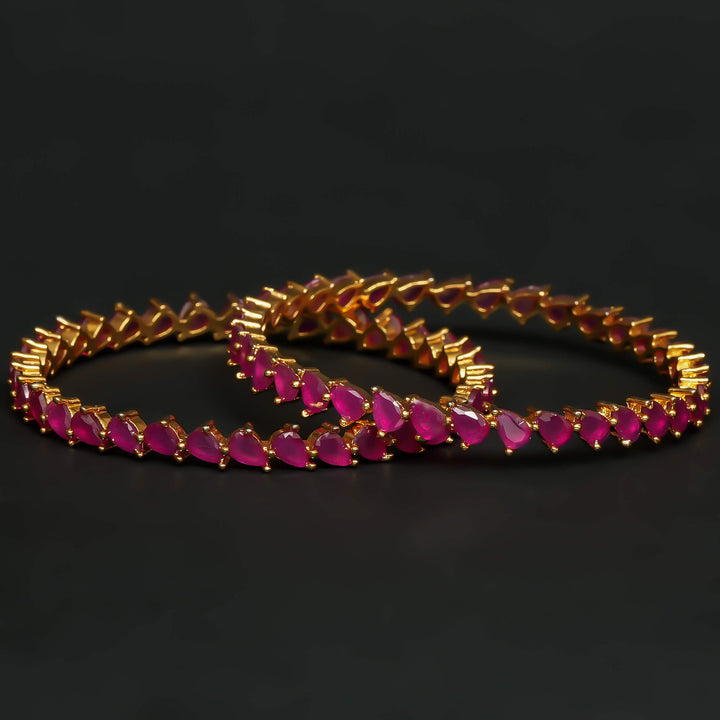 Gold Finish Ruby Bangles