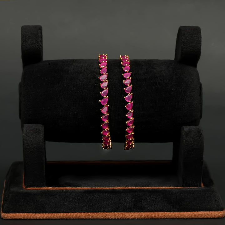 Gold Finish Ruby Bangles