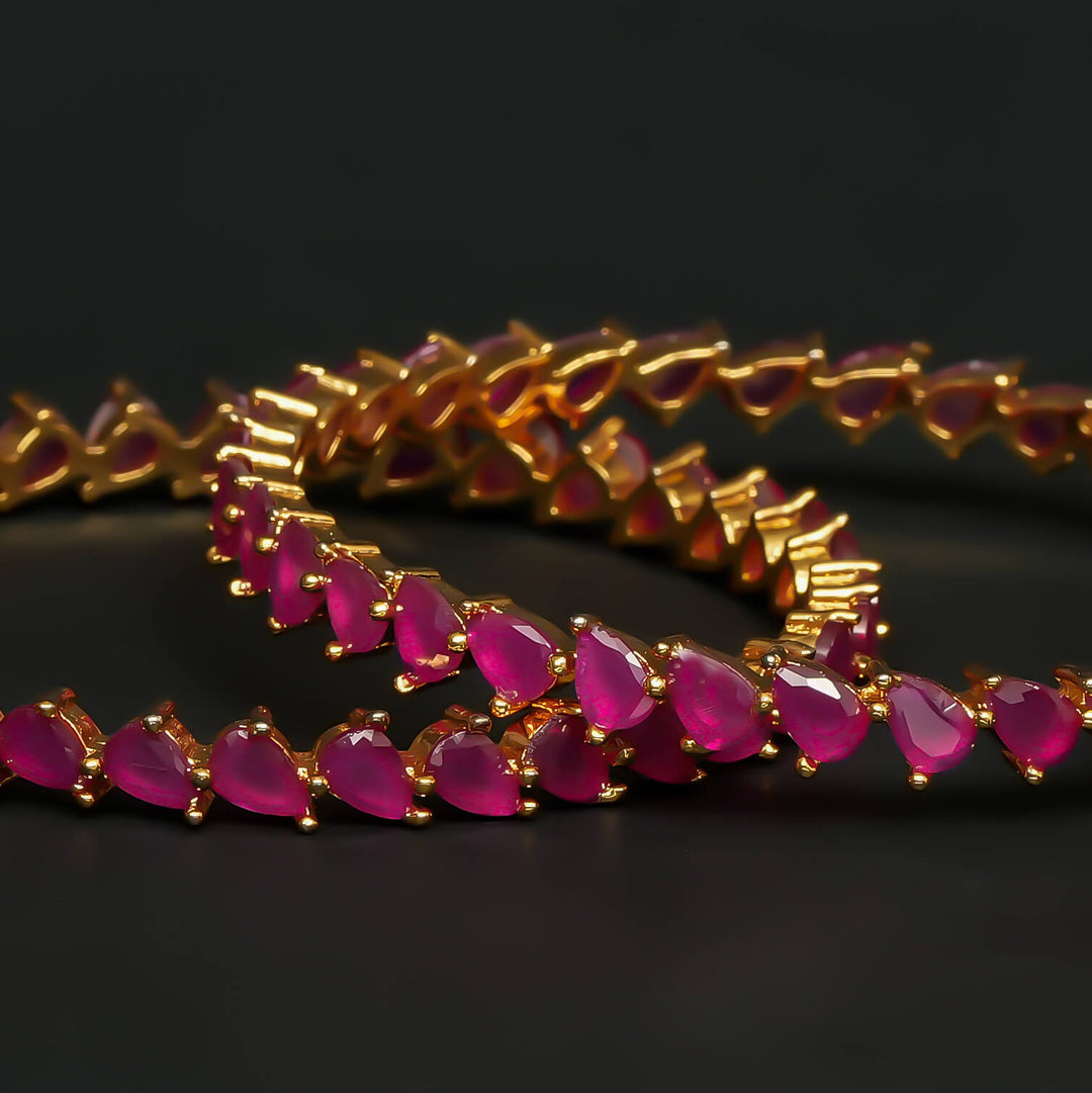 Gold Finish Ruby Bangles