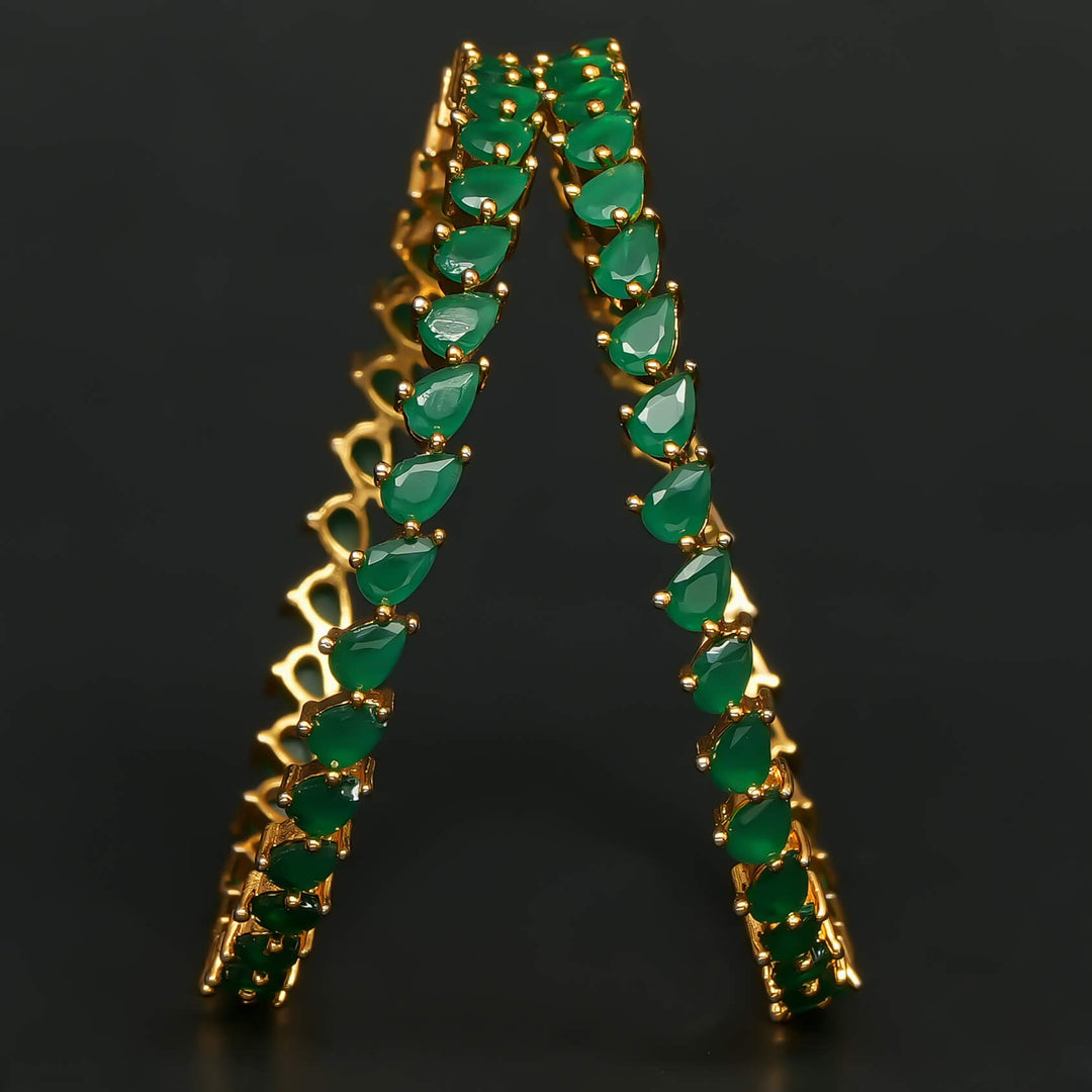 Gold Finish Emerald Bangles