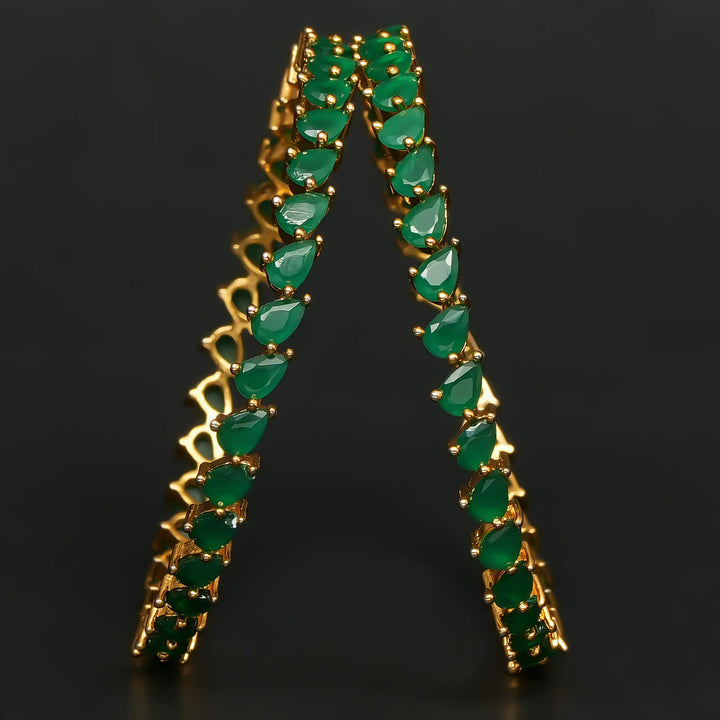 Gold Finish Emerald Bangles