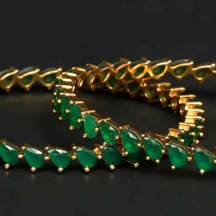 Gold Finish Emerald Bangles