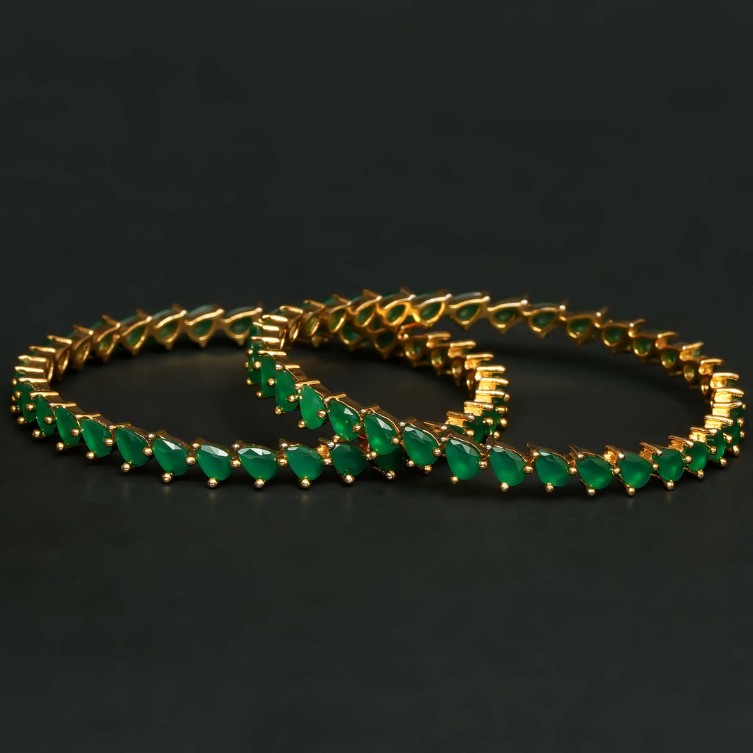 Gold Finish Emerald Bangles
