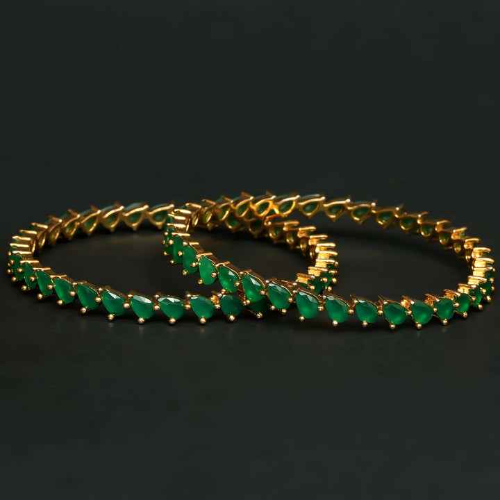 Gold Finish Emerald Bangles