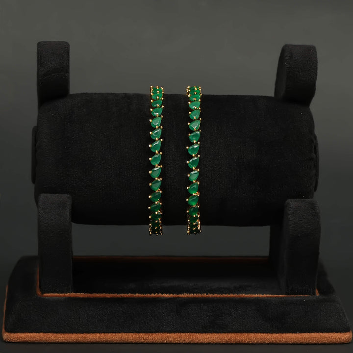 Gold Finish Emerald Bangles