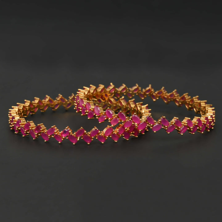 Ruby Gold Finish Bangles