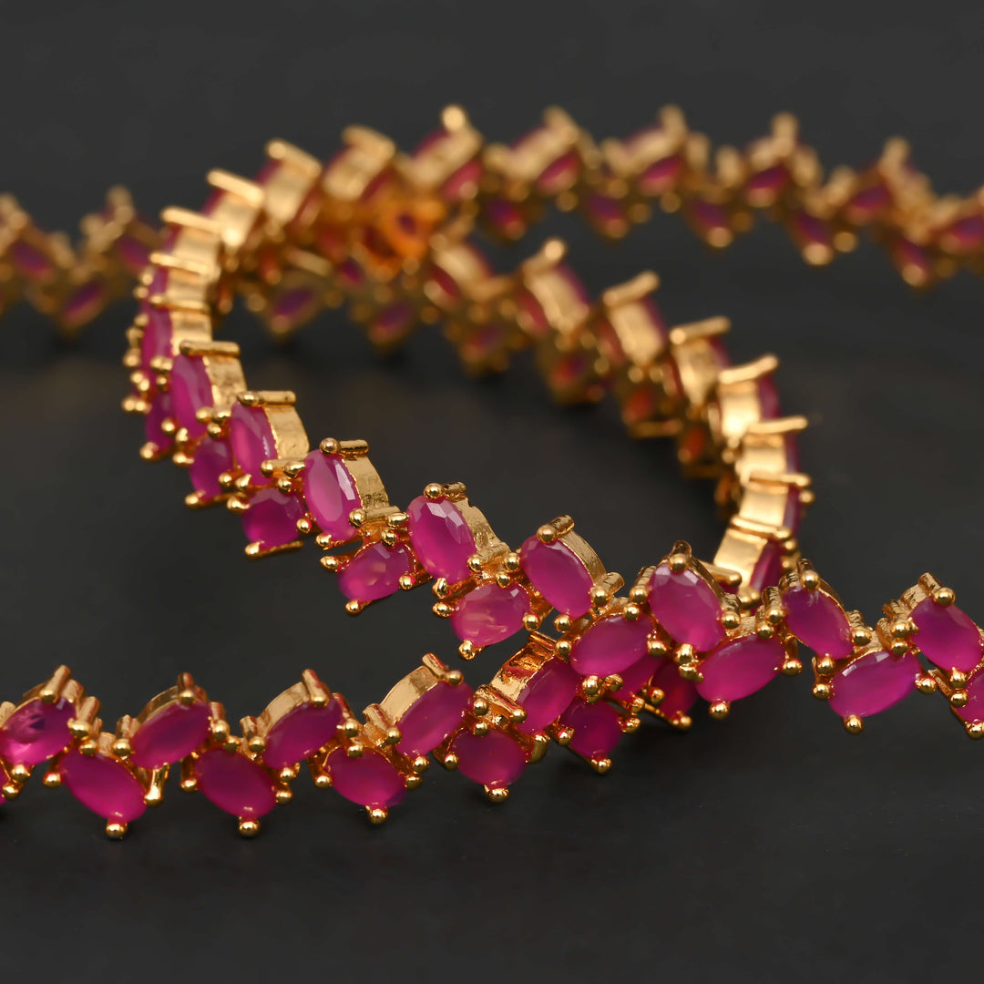 Ruby Gold Finish Bangles