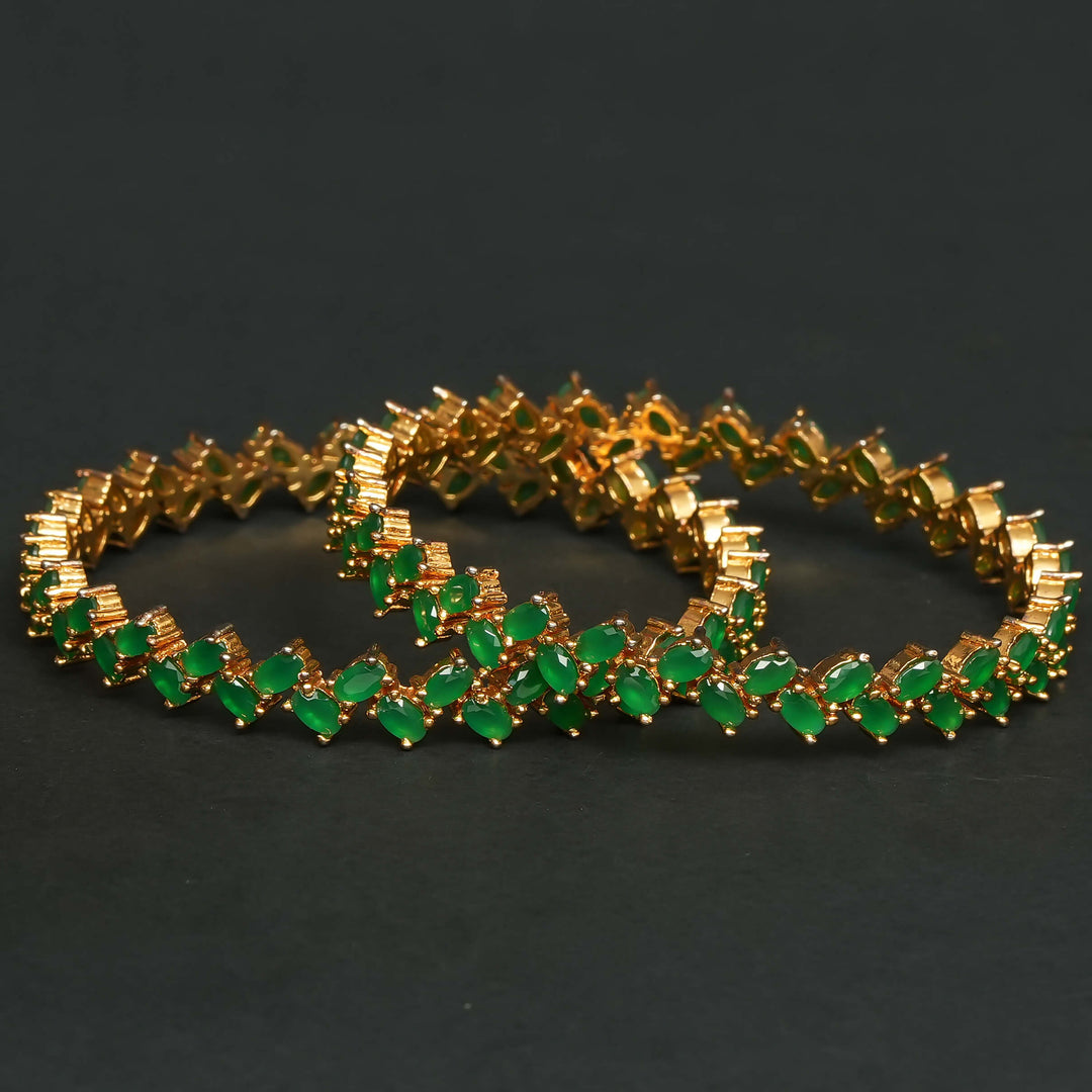Emerald Gold Finish Bangles