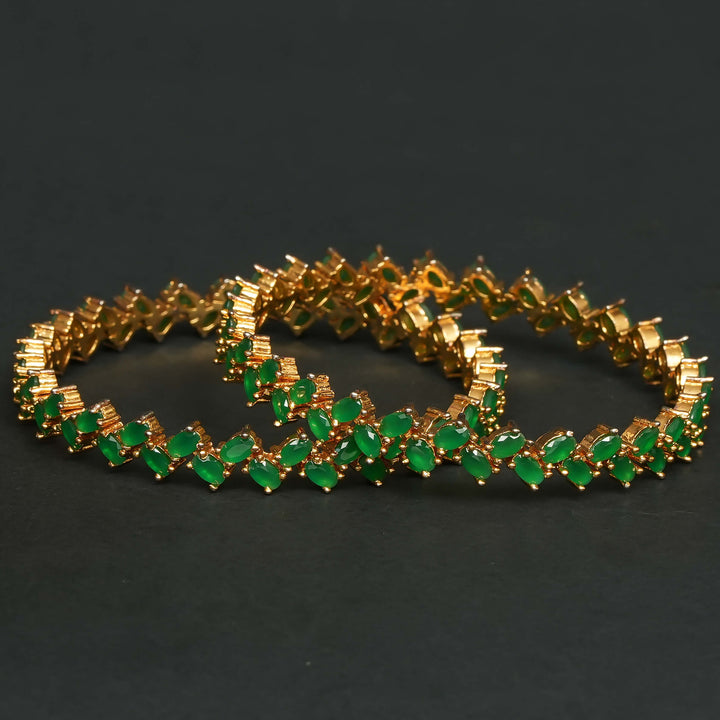Emerald Gold Finish Bangles