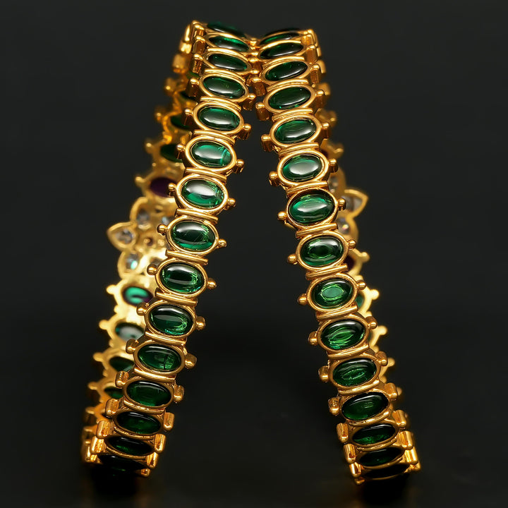 Emerald Gold Finish Bangles