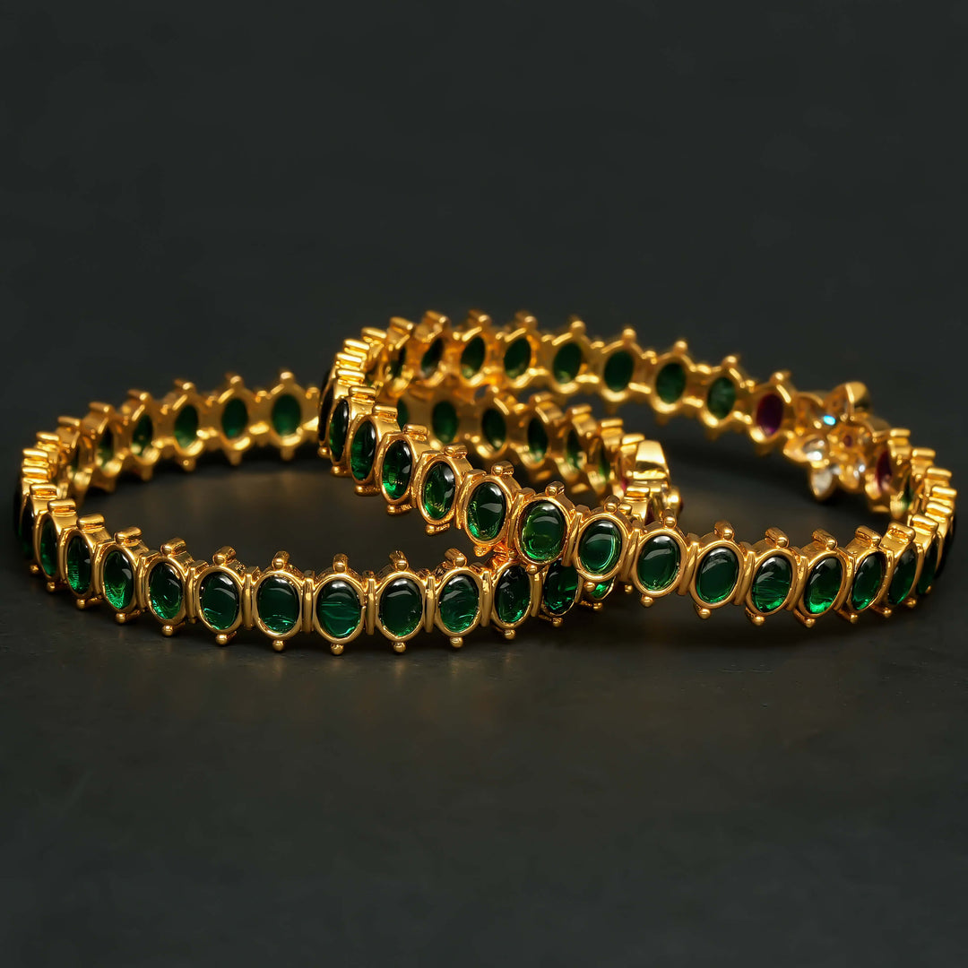 Emerald Gold Finish Bangles