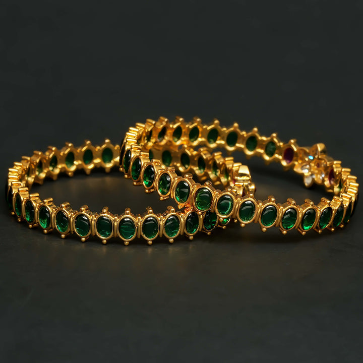Emerald Gold Finish Bangles